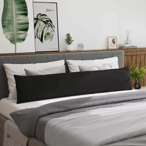 Kanapé párnák 2 pcs Fekete 200 x 40 cm szövet