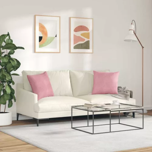 Kanapé párnák 2 pcs Rózsaszín 45 x 45 cm Bársonyos szövet