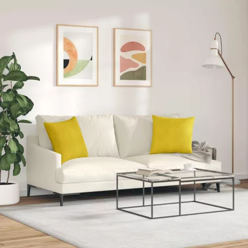 Kanapé párnák 2 pcs Sárga 45 x 45 cm Bársonyos szövet