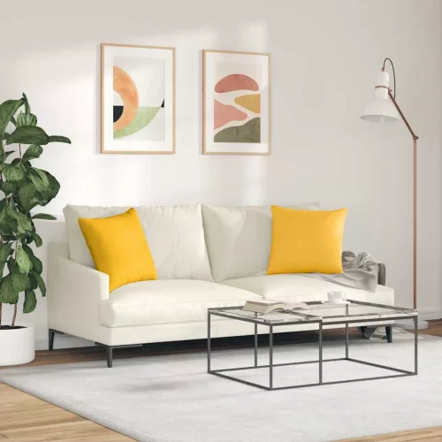 Kanapé párnák 2 pcs Világos sárga 45 x 45 cm Bársonyos szövet