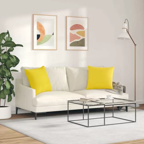 Kanapé párnák 2 pcs Világos sárga 50 x 50 cm szövet
