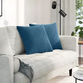 Kanapé párnák 2 pcs Kék 50 x 50 cm Bársonyos szövet