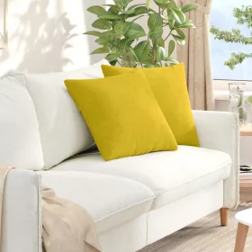 Kanapé párnák 2 pcs Sárga 50 x 50 cm Bársonyos szövet