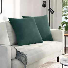   Kanapé párnák 2 pcs Sötétzöld 60 x 60 cm Bársonyos szövet