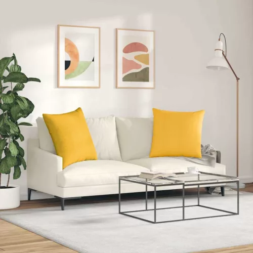 Kanapé párnák 2 pcs Világos sárga 60 x 60 cm Bársonyos szövet