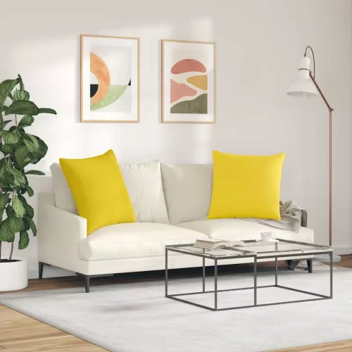 Kanapé párnák 2 pcs Világos sárga 80 x 80 cm szövet