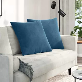 Kanapé párnák 2 pcs Kék 80 x 80 cm Bársonyos szövet
