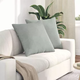   Kanapé párnák 2 pcs Világosszürke 80 x 80 cm Bársonyos szövet