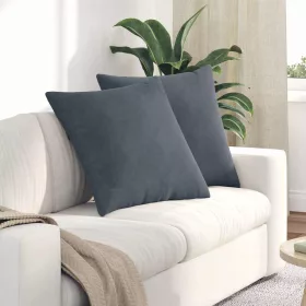   Kanapé párnák 2 pcs Sötétszürke 80 x 80 cm Bársonyos szövet