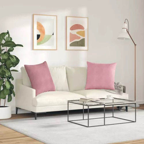 Kanapé párnák 2 pcs Rózsaszín 80 x 80 cm Bársonyos szövet