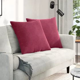 Kanapé párnák 2 pcs Bordó 80 x 80 cm Bársonyos szövet