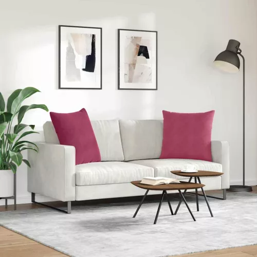 Kanapé párnák 2 pcs Bordó 80 x 80 cm Bársonyos szövet
