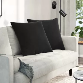 Kanapé párnák 2 pcs Fekete 80 x 80 cm Bársonyos szövet