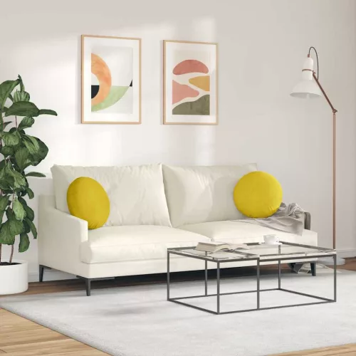 Ülőpárnák 2 pcs Sárga Ø 40 x 13 cm Bársony