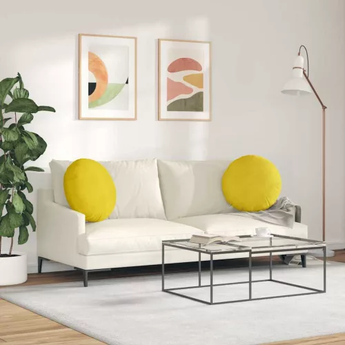 Ülőpárnák 2 pcs Sárga Ø 40 x 13 cm Bársony