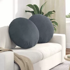 Ülőpárnák 2 pcs Sötétszürke Ø 40 x 13 cm Bársony