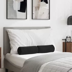 Hengerpárnák 2 pcs Fekete Ø 15 x 40 cm Bársonyos szövet