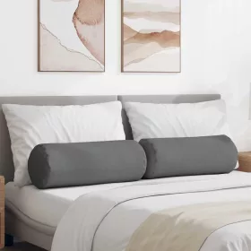 Hengerpárnák 2 pcs Sötétszürke Ø 25 x 70 cm szövet
