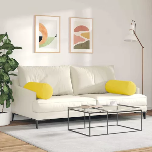 Hengerpárnák 2 pcs Világos sárga Ø 25 x 70 cm szövet