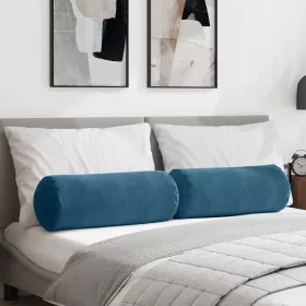 Hengerpárnák 2 pcs Kék Ø 25 x 70 cm Bársonyos szövet