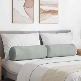   Hengerpárnák 2 pcs Világosszürke Ø 25 x 70 cm Bársonyos szövet
