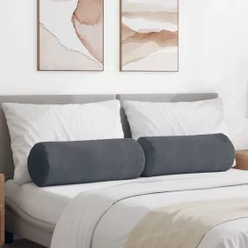   Hengerpárnák 2 pcs Sötétszürke Ø 25 x 70 cm Bársonyos szövet