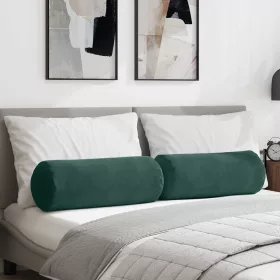   Hengerpárnák 2 pcs Sötétzöld Ø 25 x 70 cm Bársonyos szövet