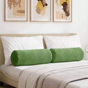   Hengerpárnák 2 pcs Világos zöld Ø 25 x 70 cm Bársonyos szövet