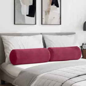 Hengerpárnák 2 pcs Bordó Ø 25 x 70 cm Bársonyos szövet