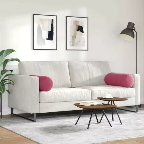 Hengerpárnák 2 pcs Bordó Ø 25 x 70 cm Bársonyos szövet