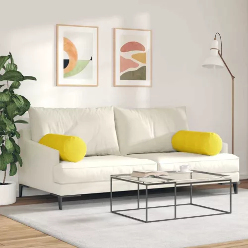 Hengerpárnák 2 pcs Sárga Ø 25 x 70 cm Bársonyos szövet