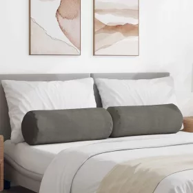   Hengerpárnák 2 pcs Világosszürke Ø 25 x 70 cm Bársonyos szövet