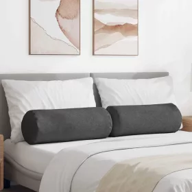   Hengerpárnák 2 pcs Sötétszürke Ø 25 x 70 cm Bársonyos szövet