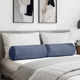 Hengerpárnák 2 pcs Kék Ø 25 x 70 cm Bársonyos szövet