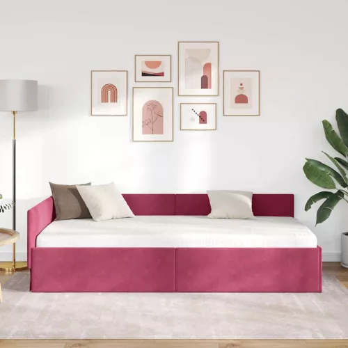 Sarokágy keret Egyéb bordó 100 x 200 cm Velúr és műnyír