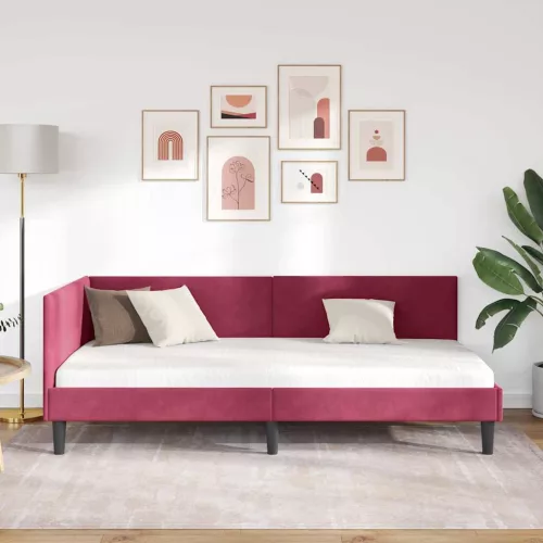 Sarokágy keret Egyéb bordó 100 x 200 cm Velúr és műnyír