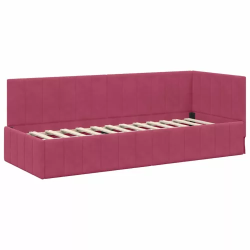 Sarokágy keret fejtámlával bordó 80 x 200 cm Bársony
