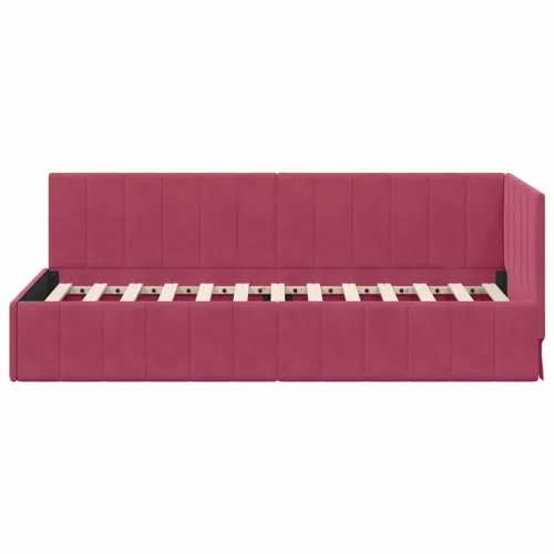 Sarokágy keret fejtámlával bordó 80 x 200 cm Bársony