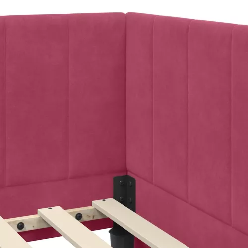 Sarokágy keret fejtámlával bordó 80 x 200 cm Bársony