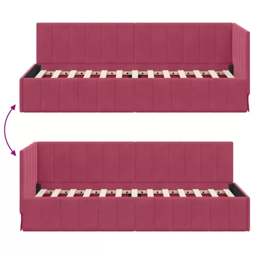 Sarokágy keret fejtámlával bordó 80 x 200 cm Bársony