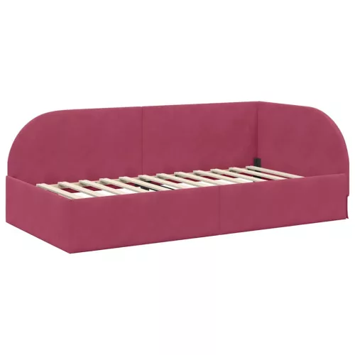 Sarokágy keret fejtámlával bordó 80 x 200 cm Bársony