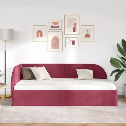 Sarokágy keret fejtámlával bordó 80 x 200 cm Bársony
