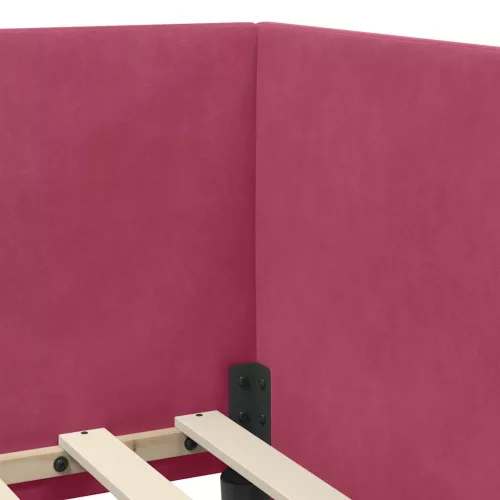 Sarokágy keret fejtámlával bordó 90 x 200 cm Bársony