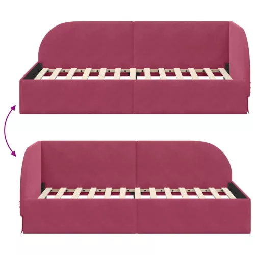 Sarokágy keret fejtámlával bordó 90 x 200 cm Bársony