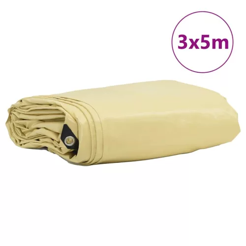 Ponyva 650g / m² Bézs 3 x 5 m Vászon PVC bevonattal