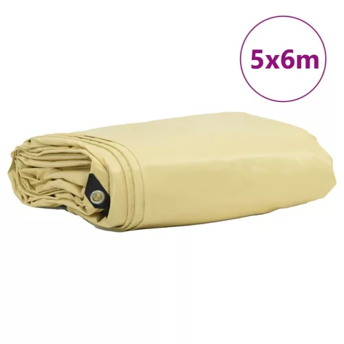 Ponyva 650g / m² Bézs 5 x 6 m Vászon PVC bevonattal