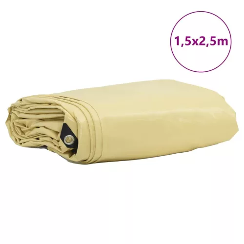 Ponyva 650g / m² Bézs 1,5 x 2,5 m Vászon PVC bevonattal