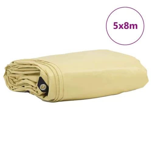 Ponyva 650g / m² Bézs 5 x 8 m Vászon PVC bevonattal