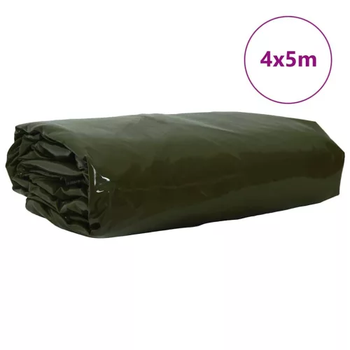 Ponyva 650g / m² Olajzöld 4 x 5 m Vászon PVC bevonattal