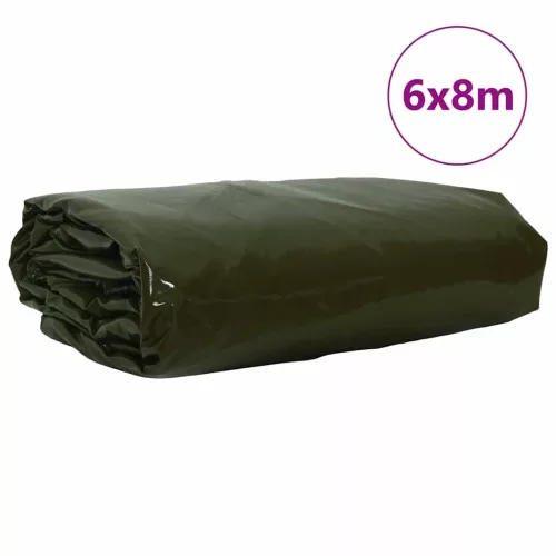 Ponyva 650g / m² Olajzöld 6 x 8 m Vászon PVC bevonattal